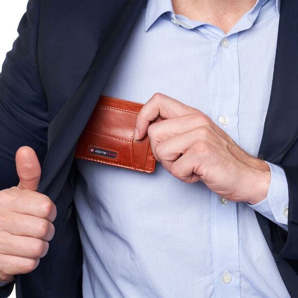 Alpine Swiss Men RFID Safe Minimalist Front Pocket Wallet Small Slim Card Holder - Picture 3 of 6